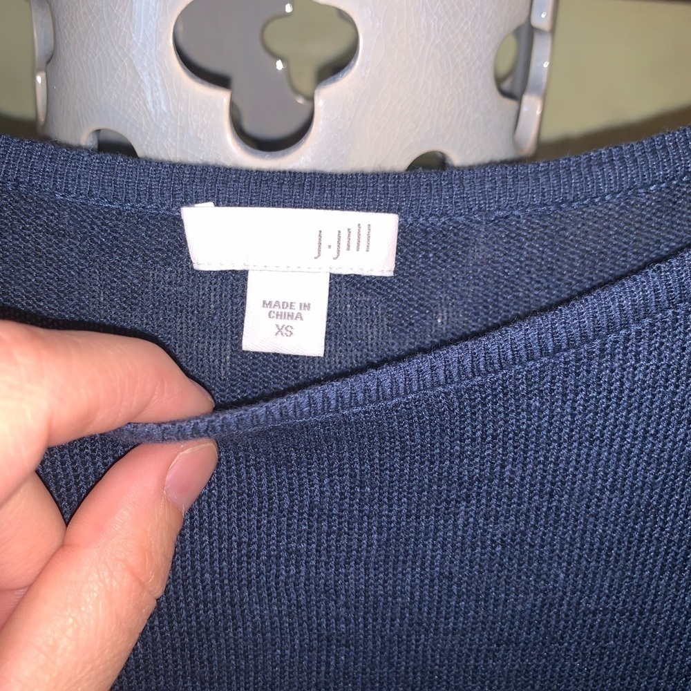J. Jill Navy Linen Cotton 3/4 Sleeve S Boatneck Tunic Top Organic Size XS - Picture 3 of 7